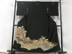 平和屋着物◎六通柄袋帯 唐織 花蝶文 金銀糸 正絹 逸品 AABA6333yx