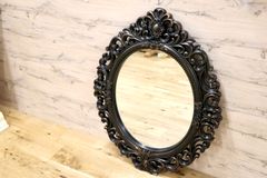 壁掛けミラー アンティーク アラベスク 木製ハンドクラフト 「HOBBY 7