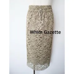 【新品】 Whim Gazette　ウィムガゼット　レーススカート　定価35200円　日本製　38    くすみライトカーキ　ウエストゴム　キレイめ　エレガント　送料込み   6466669のサムネイル