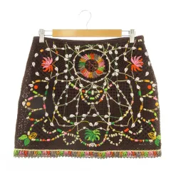 エミリオプッチ EMILIO PUCCI スカート L 茶 ブラウン クロシェ編み エスニック柄 ミニ丈 /AH43 ■GY99のサムネイル