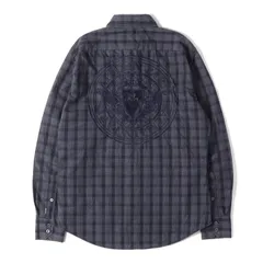 BALMAIN バルマン シャツ ネイビー グレー サイズ:M | エンブレム刺繍 スリムフィット チェック シャツ | トップス カジュアルシャツ 長袖【メンズ】【中古】のサムネイル