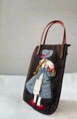 クロスステッチ❤︎本革持ち手トートバッグ サモイロフ ハンドメイド