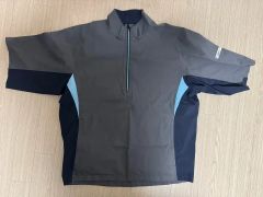 サンボルト クールメッシュ半袖セパレートワンピース ブルーx黒パンツ