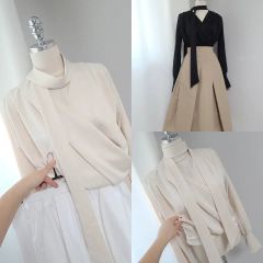 フリー【新品インポートセレクト】オールプリーツボウタイワンピース