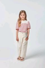 birinit petit】Red stripe denim jumpsuit - メルカリ
