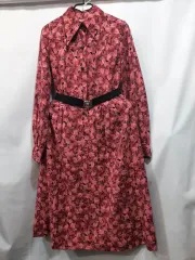 日本 ヴィンテージ ブティックオーダー服 ピンクトーン フラワー プリント ウール混 ONE PIECE sp4