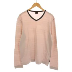 ヒューゴボス HUGO BOSS REGULAR FIT Tシャツ カットソー Vネック ロンT 長袖 L ピンクベージュ /YMのサムネイル