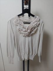 295◇スヌード付ロング丈プルオーバー 生成り axes femme アクシーズ 