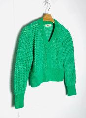 MARNI マルニ ダメージ加工 クロップド ニットカーディガン ロゴ刺繍