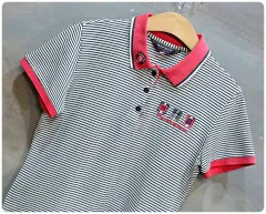 MUNSINGWEAR ゴルフ ロゴ ストライプ 半袖 PKシャツ (レディース Mサイズ/85)のサムネイル