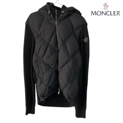 XL モンクレール ブラックワッペン ニット ミックス ダウン ジャケットのサムネイル