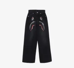 A BATHING APE® クリスタルトーン シャーク ハイウェスト デニムパンツ ジーンズ ブラックデニムのサムネイル