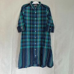 Jocomomola チェックワンピース マルチカラー 七分袖 ゆったり 上品