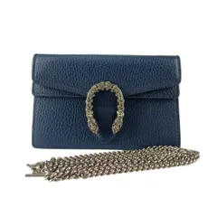 GUCCI グッチ ショルダーバッグ ディオニュソス 476432 ブルー系 レザー レディース クロスボディバッグ タイガーヘッド クリスタル チェーン シルバー金具 美品