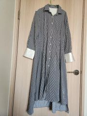 美品】ann吉 あんきち 刺繍 ストライプ シャツワンピ 38 センソユニコ