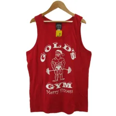 ゴールドジム GOLD'S GYM タンクトップ M 赤 レッド ノースリーブ ロゴプリント イラストプリント /SH ■GY49
