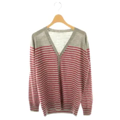 ユニフォームエクスペリメント uniform experiment カーディガン ボーダー柄 ニット 長袖 薄手 ウール 1 グレー 赤 /NRのサムネイル