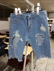 レディース デニムハーフパンツ ダメージデニム
