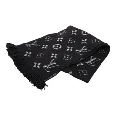ルイ ヴィトン エシャルプ ロゴマニア シャイン マフラー M75833 ノワール ブラック ウール シルク レディース LOUIS VUITTON【244-64433】