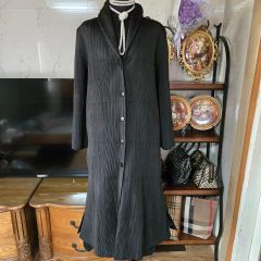 美品 総丈118㎝ バルマン ピュアカシミヤ100 コート ブラック AA558