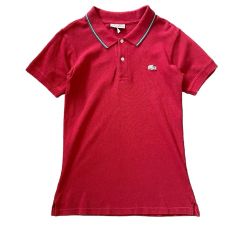 LACOSTE フランス製 フレラコ 鹿の子ポロシャツ 5 M相当 ワインレッド