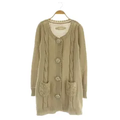 シェリーラファム Cherir la femme ビジューボタン ニット カーディガン ロング レース M ベージュ /MY ■OSのサムネイル