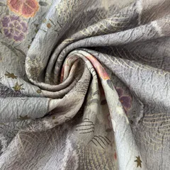 小紋 正絹 膨れ織 美しい染め 花鳥 袷 着物 MK-7525
