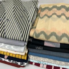 O-2【着物反物まとめ25本】大量 リメイク材料 正絹 ウール 化繊 小紋