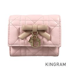 新品未使用 DIOR LADY DIOR レザーボウ付き 三つ折りミニ財布 - メルカリ