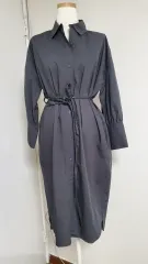 新品) A+G エッジ ブラック シャツ ロング丈ワンピース