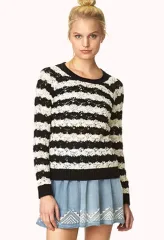 FOREVER 21 ストライプ ニット ブラック レッド