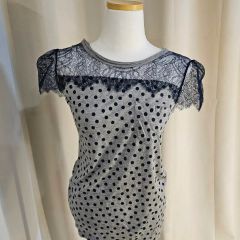 CHACOTT*チャコット ラベンダーカラーレースカットソー リボン フリル 