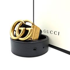 美品】グッチ GGマーモント ダブルG ベルト 90-36 黒 ゴールド金具