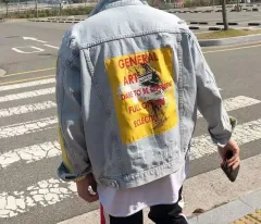 ライトブルーデニムCUTパッチジャケット (新品)