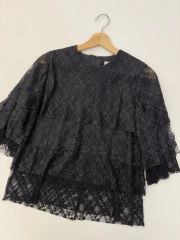 ANAYI シルク定価3.8万 刺繍レースクロップドブラウス ブラック 38