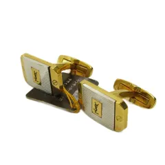 イヴサンローラン YVES SAINT LAURENT タグ付き YSL ロゴ カフス アクセサリー ゴールドカラー 0429 ■GY99