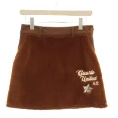 クアルトユナイテッド CUARTOUNITED 20AW スカート M 茶色 ブラウン ロゴ刺繍 スパンコール装飾 ファー切替 ミニ丈 /LP