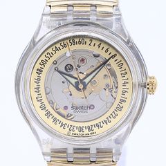希少】SWATCH 自動巻き 腕時計 スケルトン 12星座 文字盤 メンズ