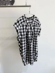 レリアン ギンガムチェック バンドカラー 半袖シャツ 17+サイズ - メルカリ