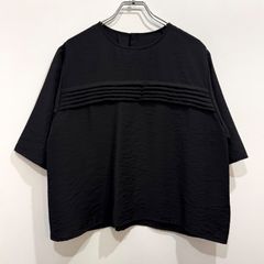 美品 ミズイロインド 24SS ピンタックショートポンチョ ブラック