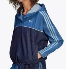完売品 NiziUミイヒ着用モデル adidas ハーフジップデニムトップ