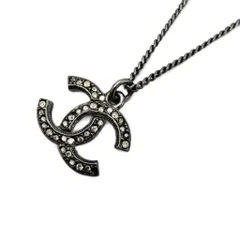シャネル CHANEL ココマーク ネックレス  フェイクパール チェーン ペンダント ラインストーン ビジュー シルバーカラー A17 S ■WY