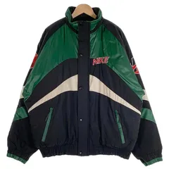90's NIKE ナイキ Quilted Nylon Sports Jacket 中綿 ナイロンジャケット グリーン ブラック ホワイト USA製 Size XL