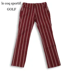 le coq sportif GOLF ルコック スポルティフ ゴルフ 通年 ストレッチ ストライプ ロゴ刺繍 スラックス パンツ Sz.76 メンズ