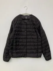 UNIQLO ユニクロ ダウンジャケット/コート L ブラック ナイロン 無地 キルティング ショート丈 フードなし ボタン留め