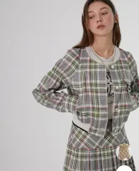 エゴイスト CHECK PRINT 袖シャーリング ショートアウター/55のサムネイル