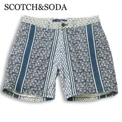 SCOTCH&SODA スコッチ&ソーダ 春夏★ 総柄 花柄 ストライプ ストレッチ ショート パンツ Sz.28 メンズのサムネイル