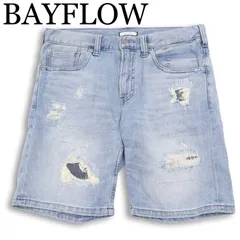 BAYFLOW ベイフロー 春夏★ ダメージ リペア加工 ストレッチ デニム ショート パンツ ジーンズ Sz.3 メンズのサムネイル