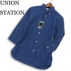 【新品 未使用】 UNION STATION ユニオンステーション メンズビギ 春夏★ フレンチリネン 7分袖 BD シャツ Sz.M メンズのサムネイル