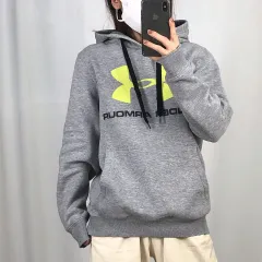 UNDER ARMOUR アンダーアーマー ビックロゴ グレー 起毛 フードTシャツ S 250321